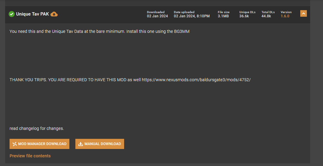 Image of Nexus Mods page